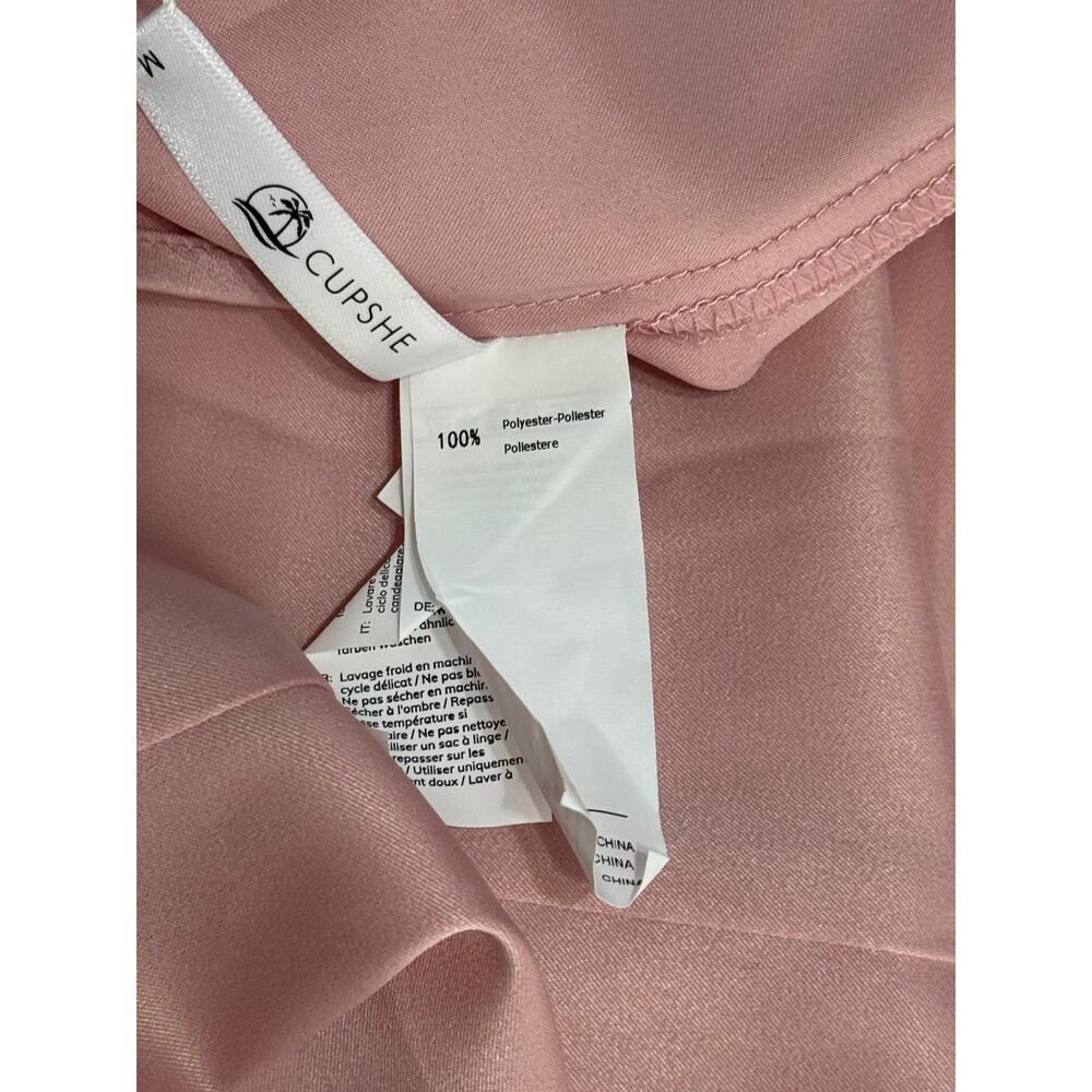 NWT Cupshe Pink Satin One Shoulder Flared Sleeves Cocktail Party Dress Size M - Picture 10 of 11